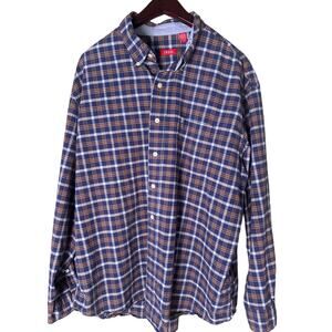 IZOD Cotton Long Sleeve Regular Size XL Casual Button-Down Blue Shirts for Men